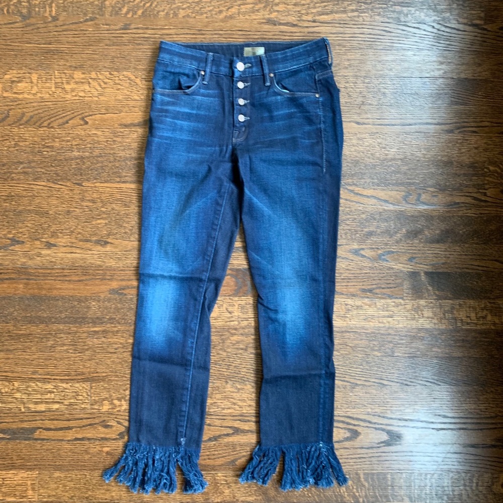 Mother Denim Pixie 26 skinny jeans with fringe